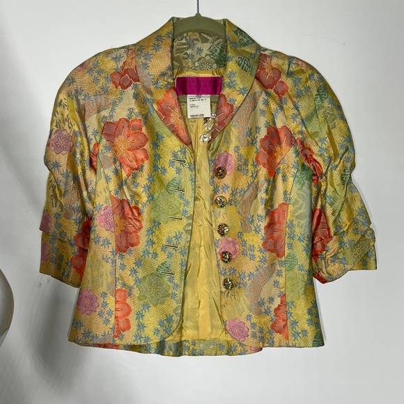 Christian Lacroix Sz 38 (4) Silk Brocade Fitted 3/4 Sleeve Button Front Jacket - Picture 6 of 13